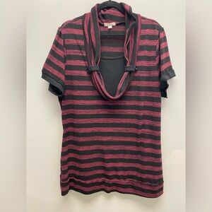 4 for $25 💛 Warehouse One Black and Maroon Striped Shirt / Top Size XXXL